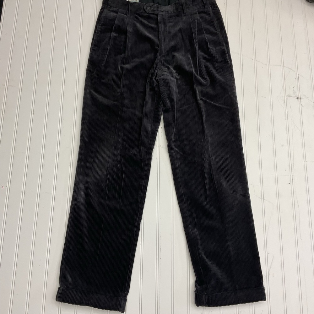 J. Peterman Gray Corduroy Pants Men's Size 34 Linen Cotton Made in Portugal